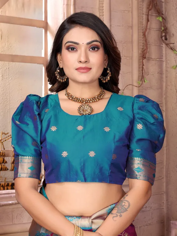 Maroon_&_Royal_Blue_Silk_Saree_With_Traditional_Woven_Zari_Motifs_And_Rich_Pallu