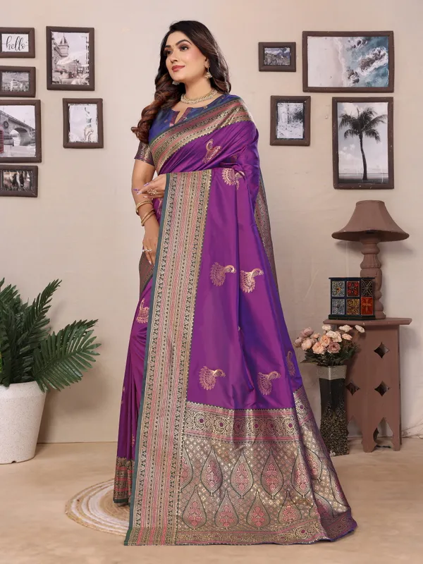 Majestic_Purple_&_Gold_Soft_Silk_Saree_For_Women