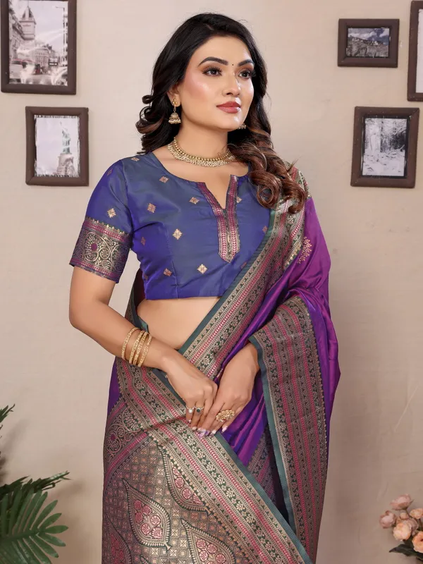 Majestic_Purple_&_Gold_Soft_Silk_Saree_For_Women
