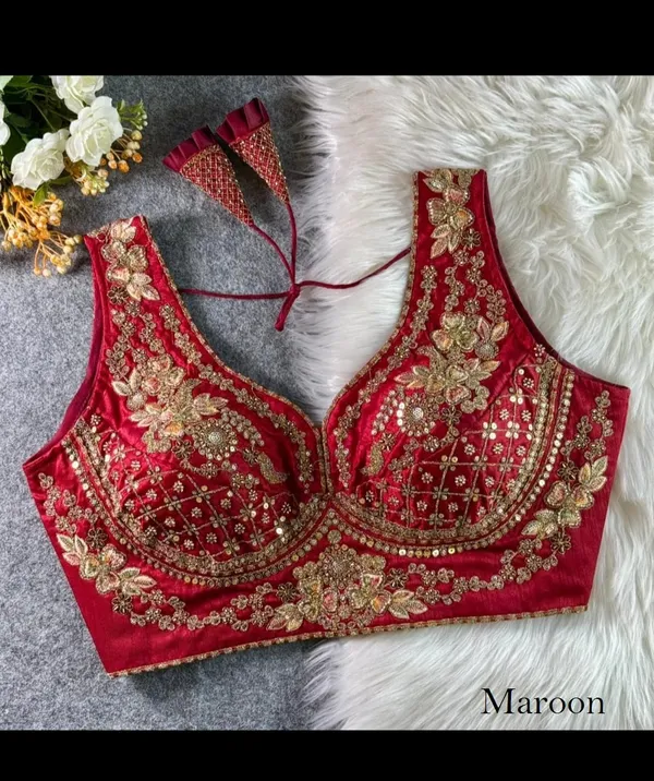 Maroon_Blouse_with_Intricate_Gold_Zari_and_Sequined_Embroidery,_Featuring_a_Scalloped_V-Neck,_Padded_Cups