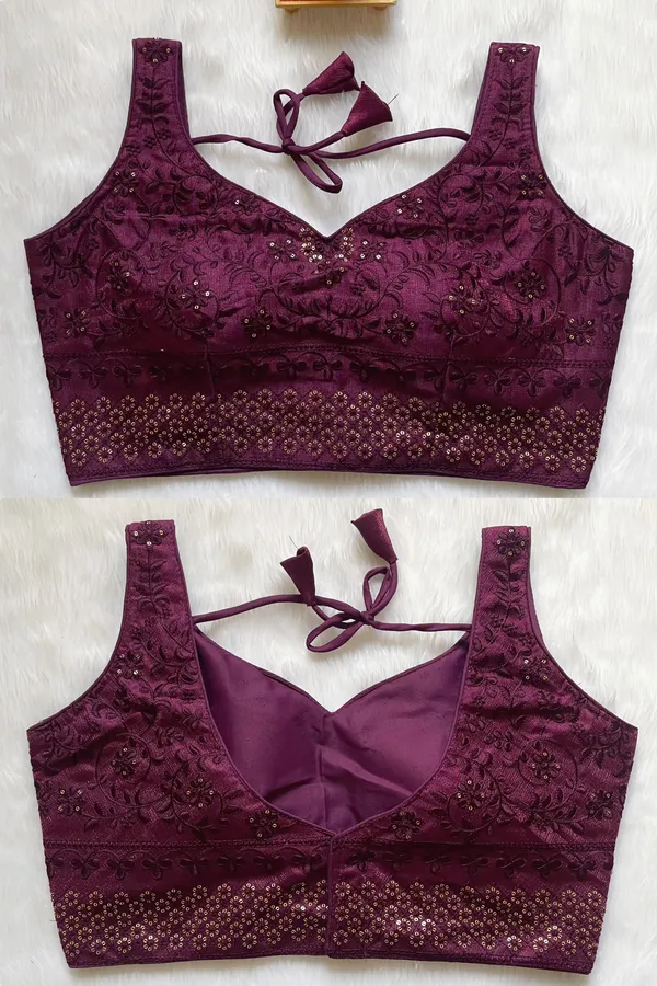 Maroon_Heavy_Stitched_Milan_Silk_Blouse_with_Embroidery_and_Sequin_Work