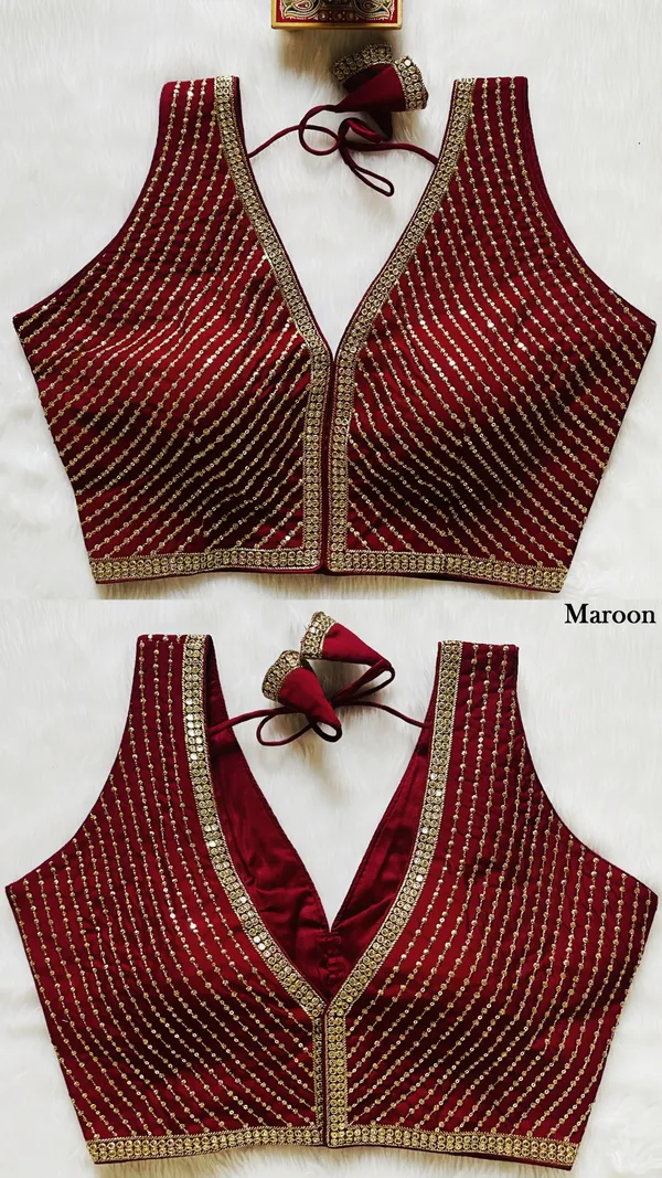 Stitched_Marron_Heavy_Milan_Silk_Blouse_with_Sequin_&_Thread_Embroidery_and_Lace_Detail