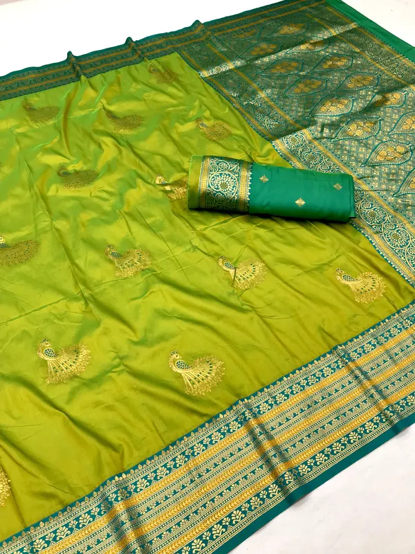 Pista_Green_Silk_Saree_With_Zari_Work_For_Women