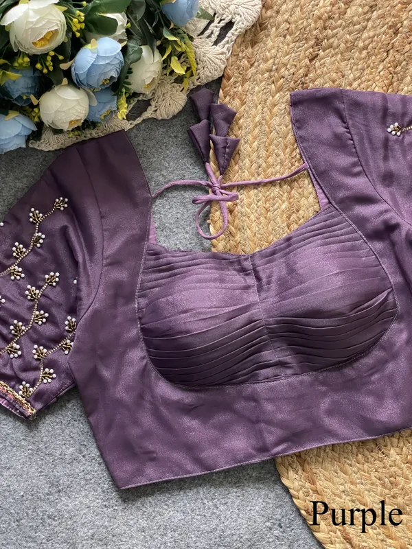 Purple_Silk_Blend_Pleated_Designer_Blouse_with_Pearl_Embroidered_Sleeves_and_Tie-Back_Tassels