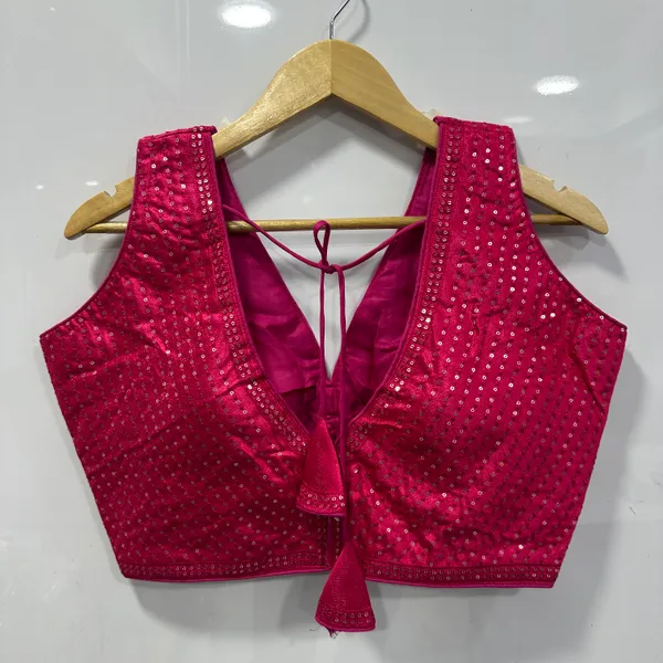 Rani_Pink_Stitched_Sequin_Embellished_Heavy_Milan_Silk_Blouse