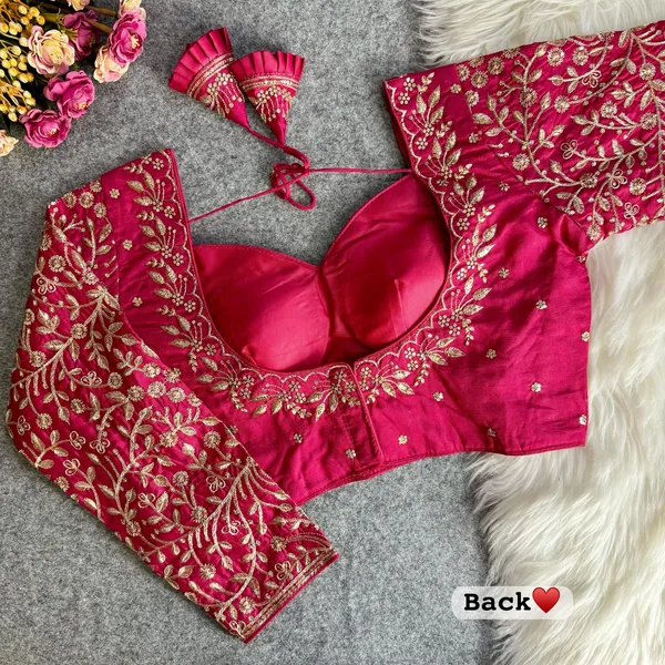 Rani_Pink_Raw_Silk_Designer_Blouse_with_Full_Sleeves,_Intricate_Golden_Zari_&_Thread_Embroidery