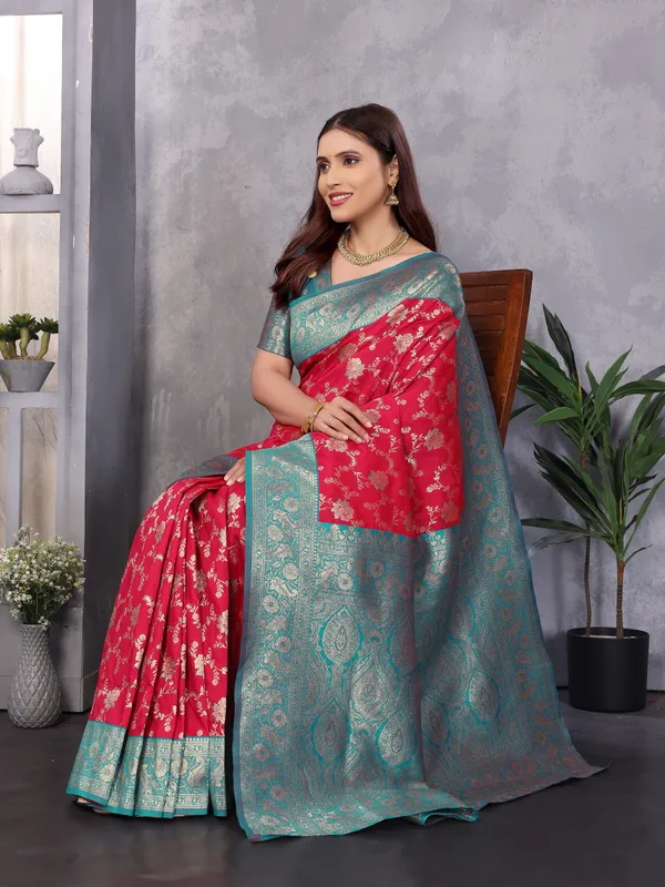 Turquoise_Zari_Woven_Saree_For_Women
