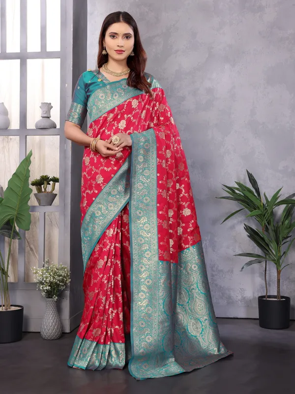 Turquoise_Zari_Woven_Saree_For_Women