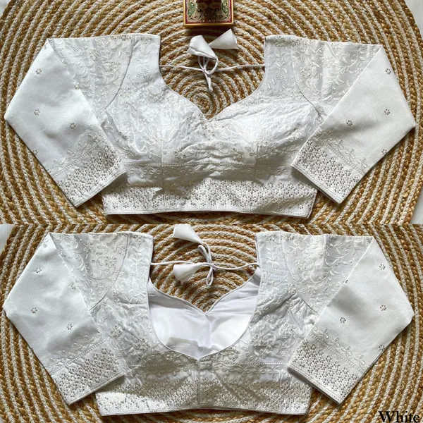 Stitched_White_Embroidered_Heavy_Milan_Silk_Blouse_with_Sequin_Detailing