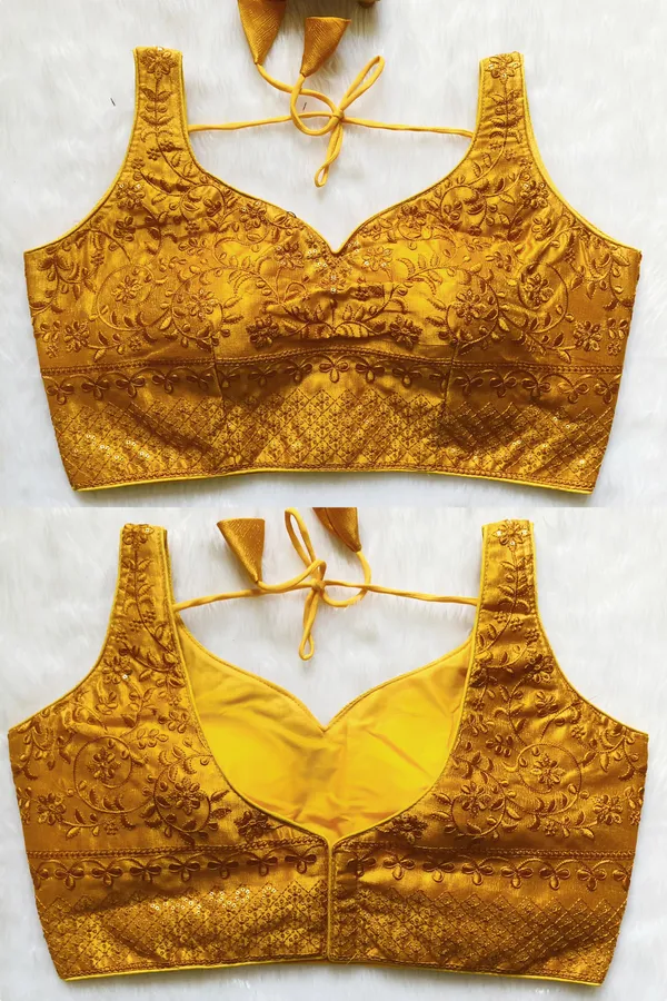 Stitched_Yellow_Heavy_Milan_Silk_Blouse_with_Embroidery_and_Sequin_Work