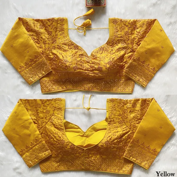 Stitched_Yellow_Embroidered_Heavy_Milan_Silk_Blouse_with_Sequin_Detailing