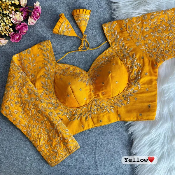 Yellow_Raw_Silk_Designer_Blouse_with_Full_Sleeves,_Intricate_Golden_Zari_&_Thread_Embroidery