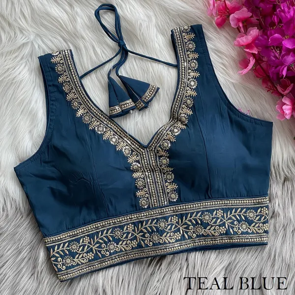Teal_Blue_Stitched_Elegant_Silk_Blouse_with_Zari_and_Sequin_Embroidery_Work