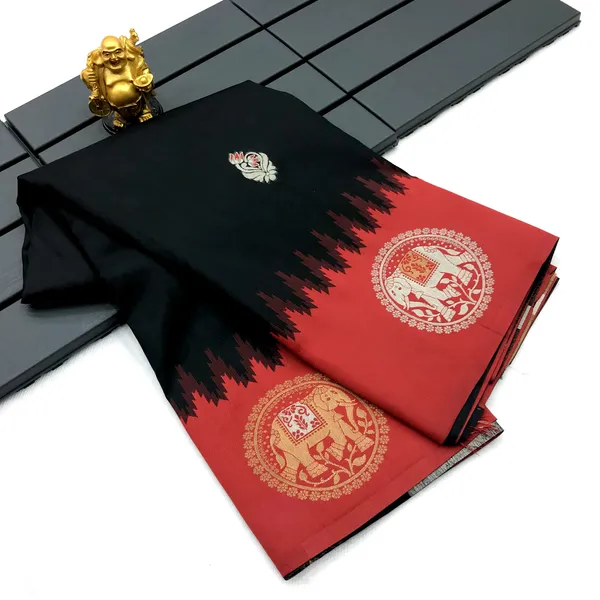 Black_&_Red_Elegant_Katan_Silk_Saree_With_Traditional_Zari_Motifs_And_Rich_Borders