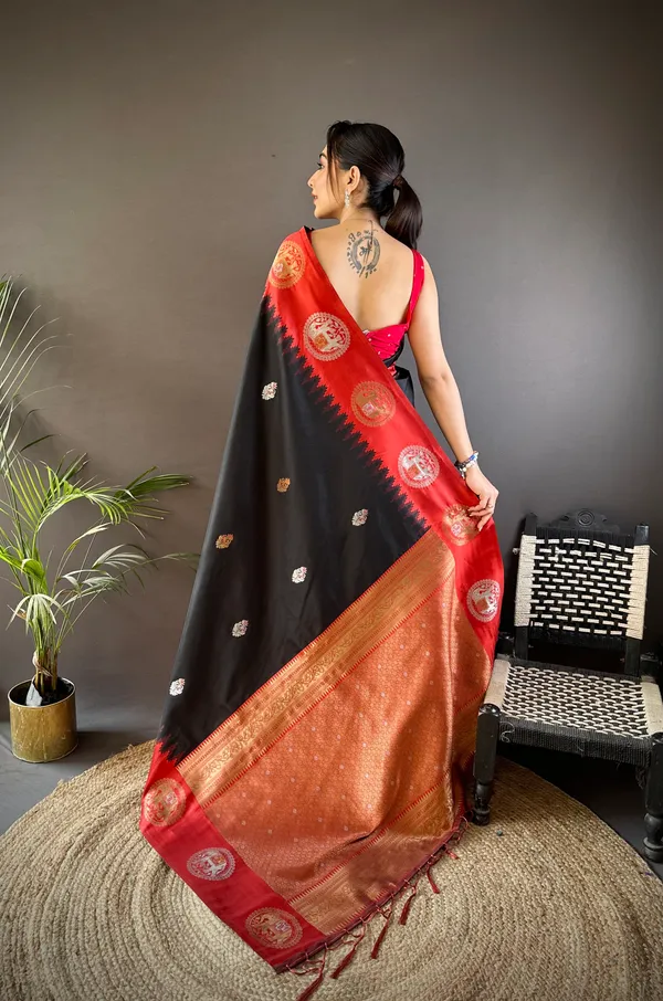 Black_&_Red_Elegant_Katan_Silk_Saree_With_Traditional_Zari_Motifs_And_Rich_Borders