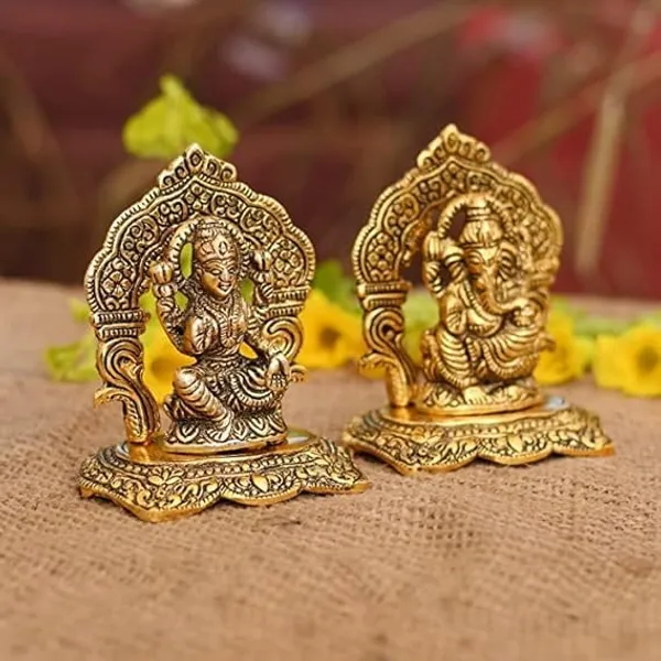 Golden_Metal_Solidmodern_Novelty_Lakshmi_Ganesha_For_Housewarming