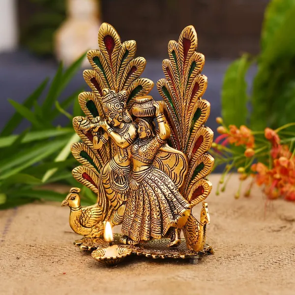 Golden_Metallic_Traditional_Radha_Krishna_For_Housewarming