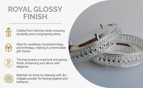 ELEVEN_ART_Round_German_Silver_Designer_8"_Trays_for_Pooja_Plate_I_Wedding_Trays_I_Decorative_Plates