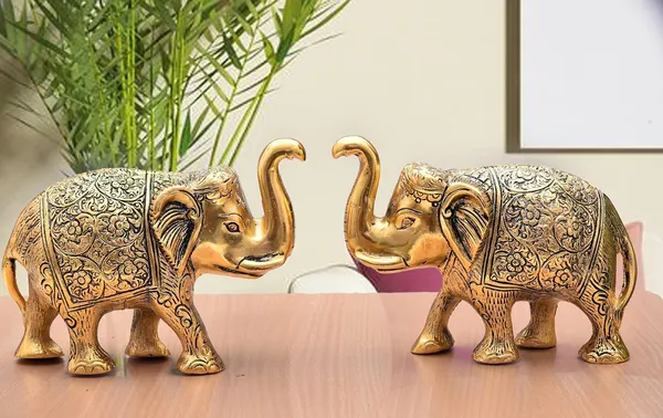 Eleven_art_and_craft_Elephant_Statue_Medium_Size_Gold_Polish_2_pcs_Set_for_Showpiece_Your_Home,Office_Table_&_Gift_Article,Animal_Decorative_Showpiece_Figurines...,_Animal