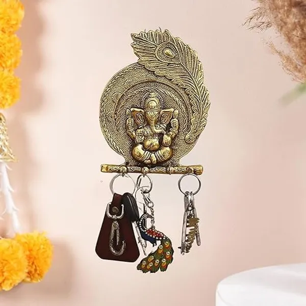 Golden_Brass_Polished_Stylish_Ganpati_Key_Holder_For_Bachelor_Party_Birthday