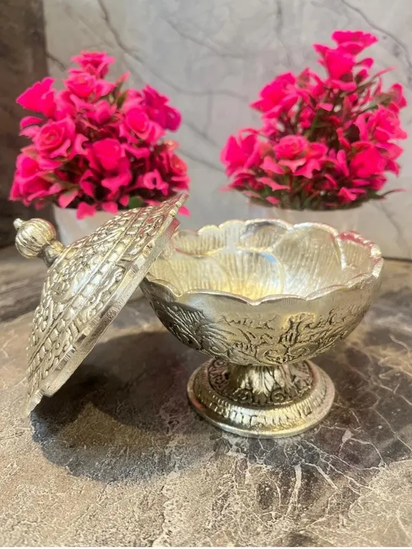 German_Silver_Bowl_1_Piece_l_Metal_Bowl_with_Bowl_Cap_l_Silver_Plated_Bowl__with_velvet_box