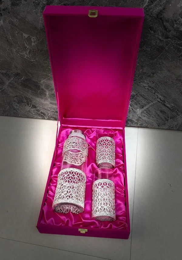 German_silver__Water_Bottle_and_glass__Set_-_Leak-Proof,_Eco-Friendly,_Handcrafted,_1_Bottle_and_2_Glass-Piece_Hydration_Set"