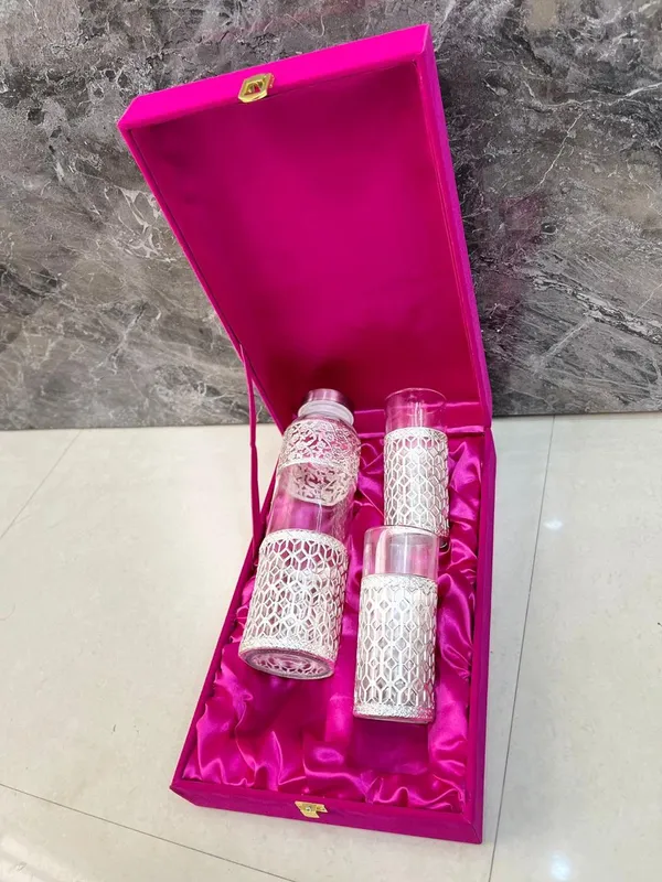German_silver__Water_Bottle_and_glass__Set_-_Leak-Proof,_Eco-Friendly,_Handcrafted,_1_Bottle_and_2_Glass-Piece_Hydration_Set"