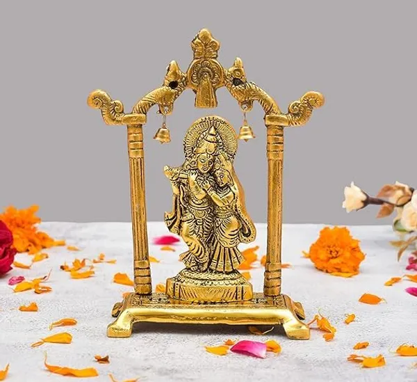 Golden_Metal_Solidmodern_Novelty_Radha_Krishna_Murti_For_Anniversary_Birthday
