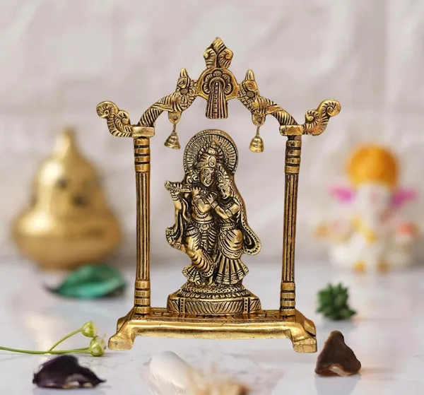 Golden_Metal_Solidmodern_Novelty_Radha_Krishna_Murti_For_Anniversary_Birthday