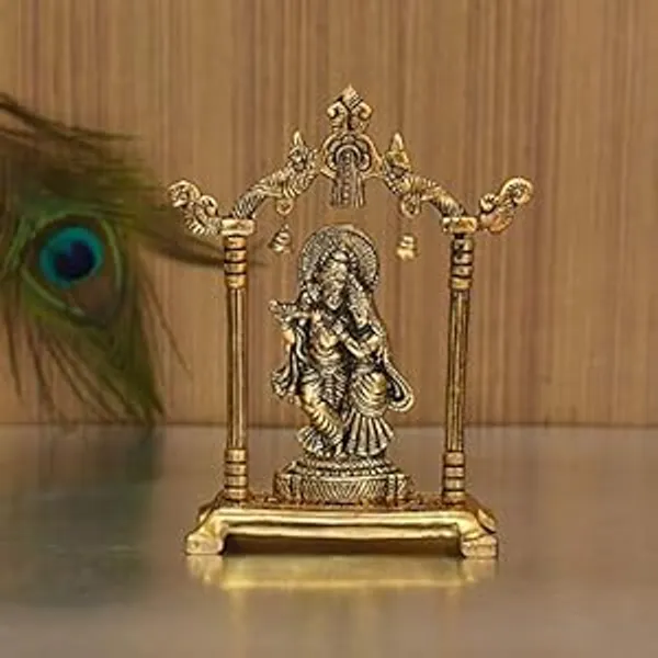 Golden_Metal_Solidmodern_Novelty_Radha_Krishna_Murti_For_Anniversary_Birthday