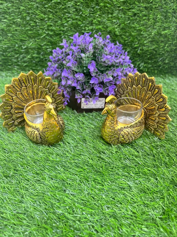 Dancing_Peacock_Figurine_for_Good_Luck_and_Love_|_Candle_Holder_for_Home_Dcor_Tabletop_Living_|_Showpiece_for_Valentine's_Day,_Birthday_(Scented_Glass_Votive_Candle_Included),_Gold