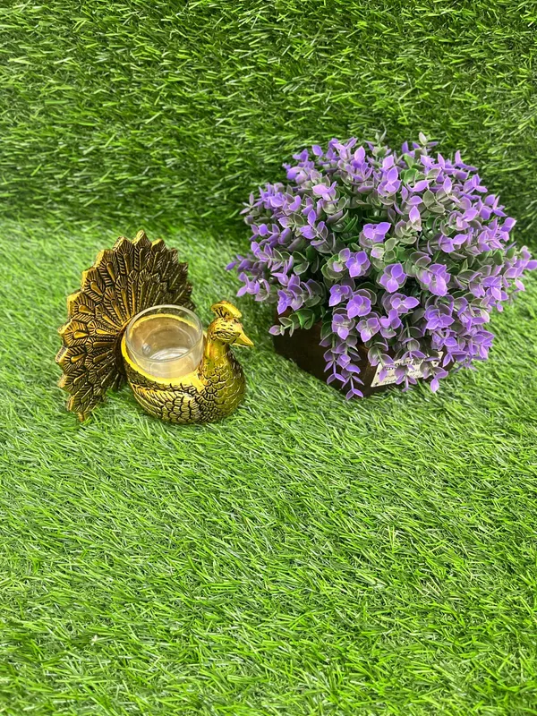 Dancing_Peacock_Figurine_for_Good_Luck_and_Love_|_Candle_Holder_for_Home_Dcor_Tabletop_Living_|_Showpiece_for_Valentine's_Day,_Birthday_(Scented_Glass_Votive_Candle_Included),_Gold