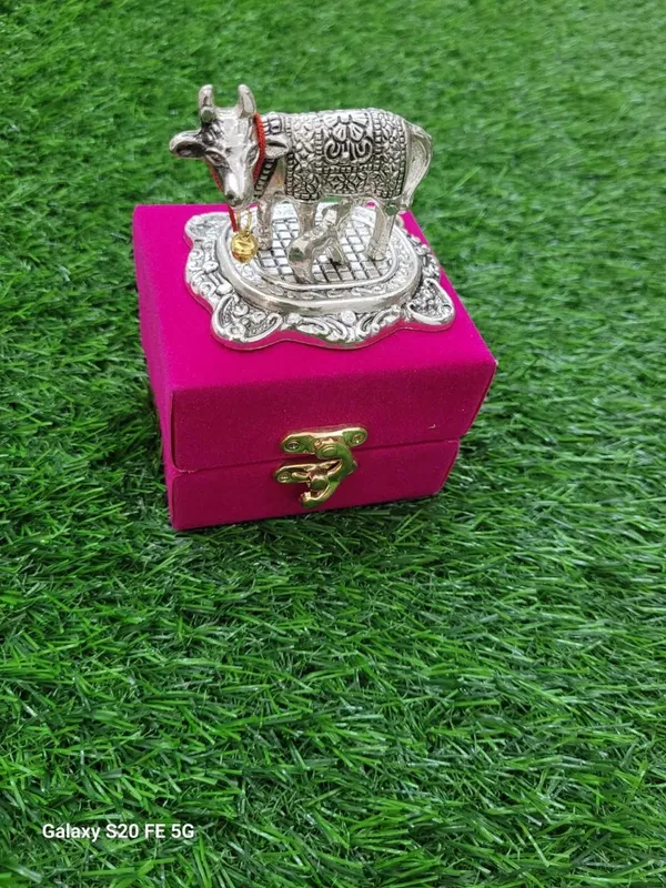 Cow_with_Calf,Vastu_Gau_MATA_Idol,Spiritual_Vastu_Nandi_Pooja_Figurine_Sculpture,Kamdhenu_Cow&Calf_Idol_f