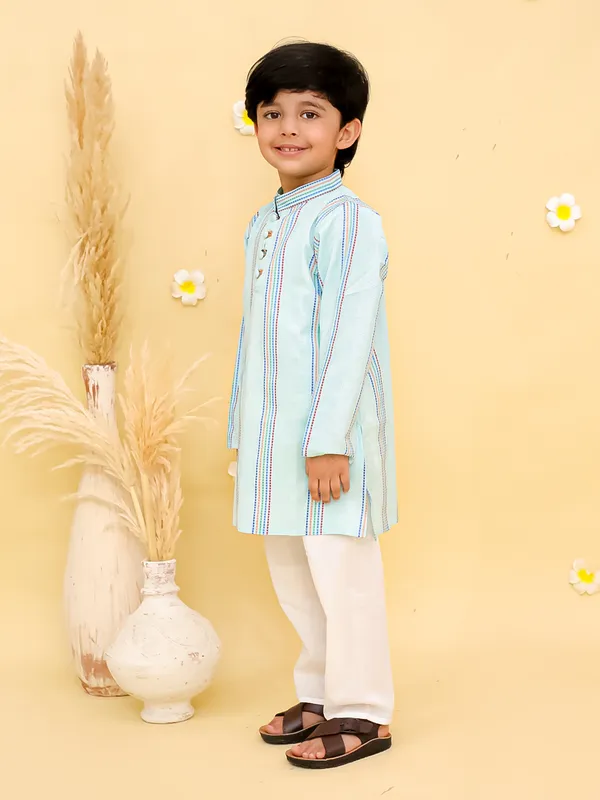 Junitos__Cotton_Woven_Full_Sleeves_Stripe_Printed__Kurta_Pajama-Purple