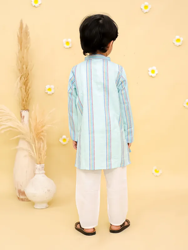 Junitos__Cotton_Woven_Full_Sleeves_Stripe_Printed__Kurta_Pajama-Purple