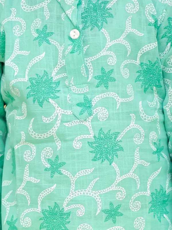 Junitos__Cotton_Woven_Full_Sleeves_paisley_Printed__Kurta_Pajama-_Green