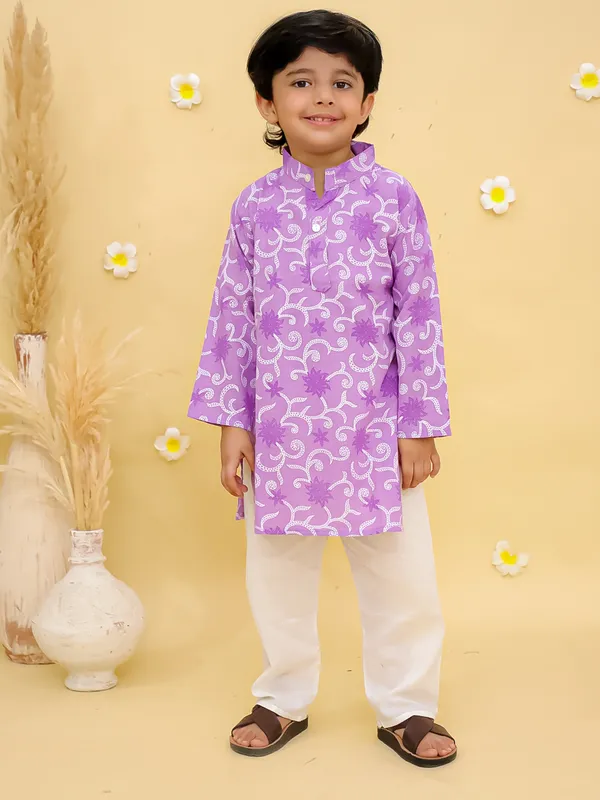 Junitos__Cotton_Woven_Full_Sleeves_paisley_Printed__Kurta_Pajama-_Purple
