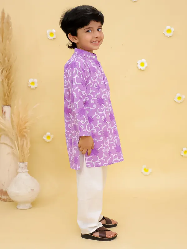 Junitos__Cotton_Woven_Full_Sleeves_paisley_Printed__Kurta_Pajama-_Purple