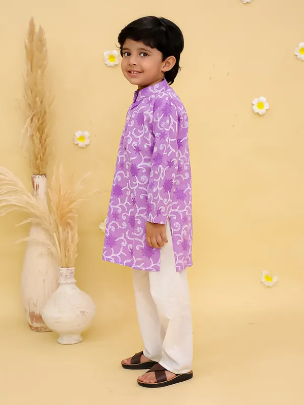 Junitos__Cotton_Woven_Full_Sleeves_paisley_Printed__Kurta_Pajama-_Purple