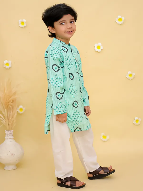Junitos__Cotton_Woven_Full_Sleeves_paisley_Printed__Kurta_Pajama-Green