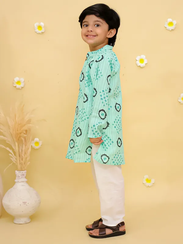 Junitos__Cotton_Woven_Full_Sleeves_paisley_Printed__Kurta_Pajama-Green