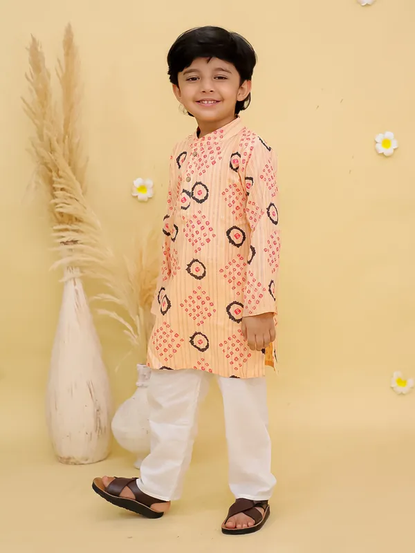 Junitos__Cotton_Woven_Full_Sleeves_paisley_Printed__Kurta_Pajama-Peach