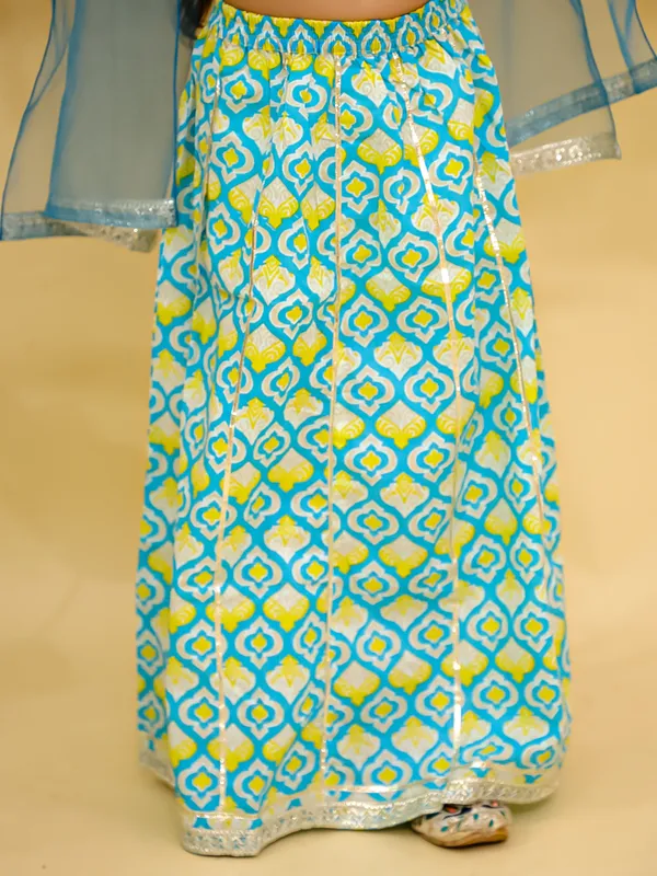 Junitos_Cotton_Woven__Short_Sleeve_Chevron_Printed__Lehenga_Choli_Dupatta_-Blue