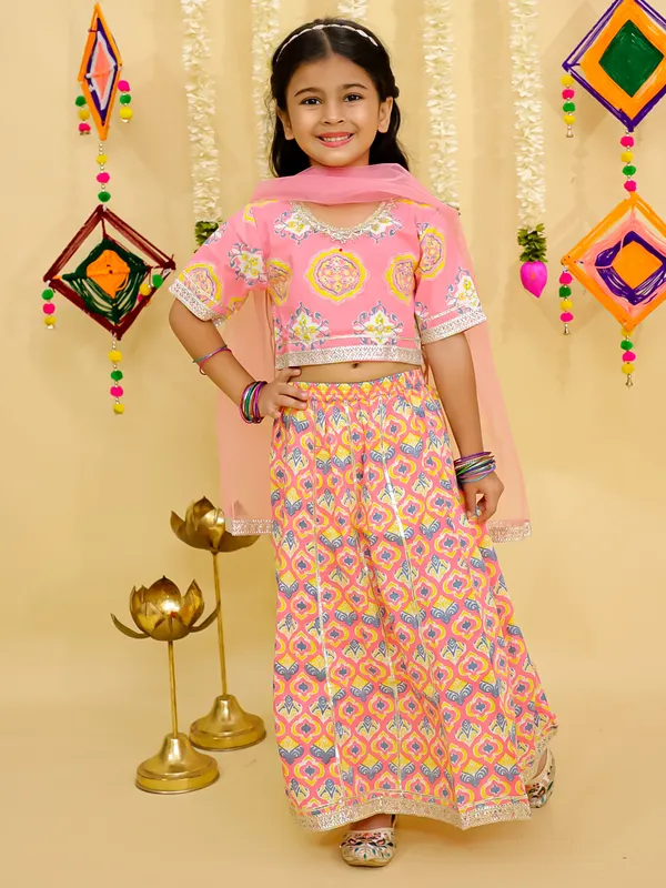 Junitos_Cotton_Woven__Short_Sleeve_Chevron_Printed__Lehenga_Choli_Dupatta_-Pink