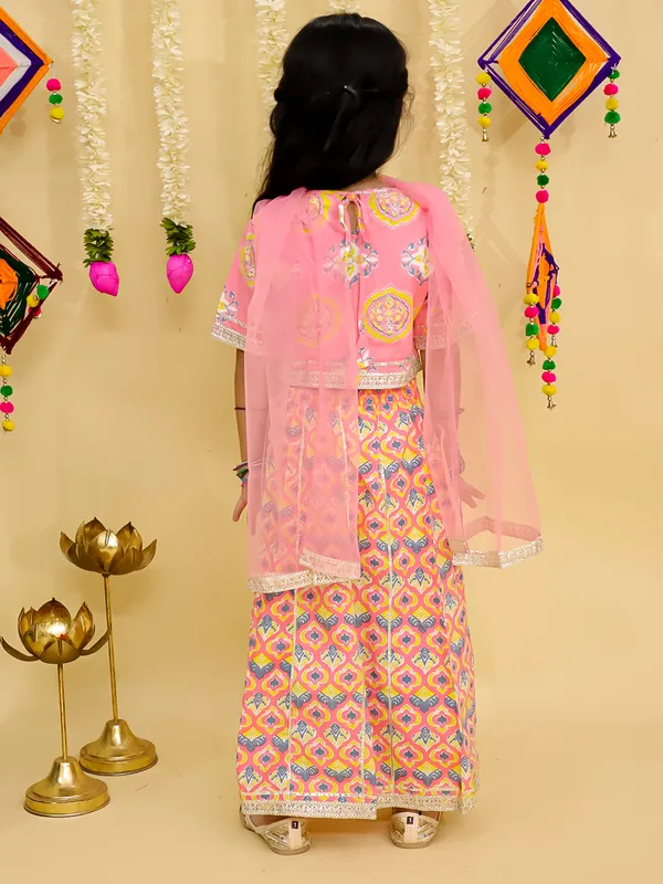 Junitos_Cotton_Woven__Short_Sleeve_Chevron_Printed__Lehenga_Choli_Dupatta_-Pink
