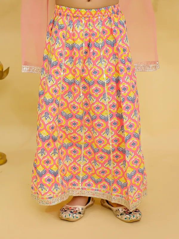 Junitos_Cotton_Woven__Short_Sleeve_Chevron_Printed__Lehenga_Choli_Dupatta_-Pink