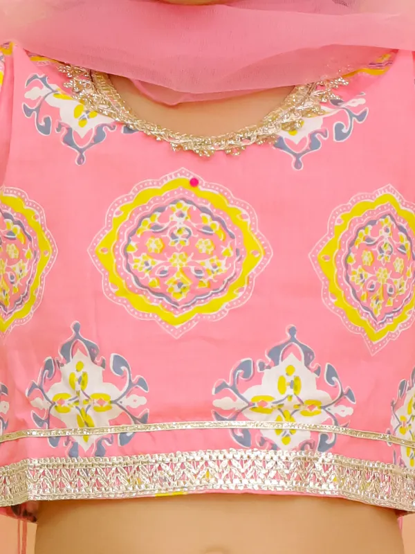 Junitos_Cotton_Woven__Short_Sleeve_Chevron_Printed__Lehenga_Choli_Dupatta_-Pink