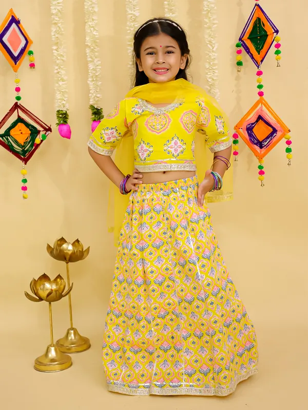 Junitos_Cotton_Woven__Short_Sleeve_Chevron_Printed__Lehenga_Choli_Dupatta_-Yellow