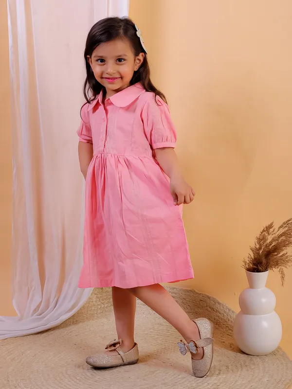 Light_Orange_Cotton_Lurex_Fit_And_Flare_Dress
