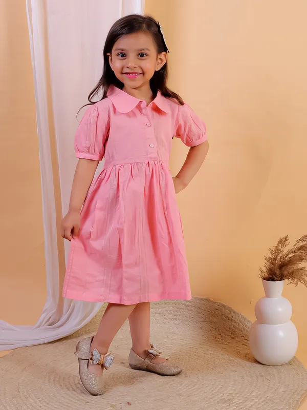 Light_Orange_Cotton_Lurex_Fit_And_Flare_Dress